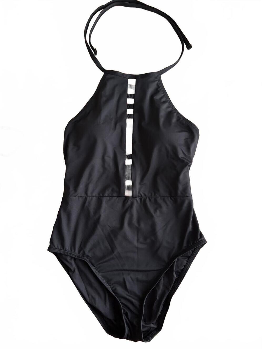 La Blanca Black One Piece Bathing Suit Halter Neck Size 8 #minimalist #sexy